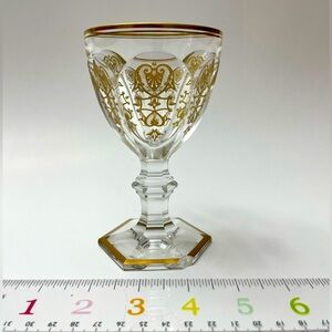 BACCARAT Harcourt Empire Crystal Gold Gilded Goblet. Chip on base.